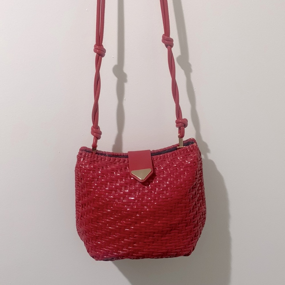 ZARA Red Weave Basket Purse